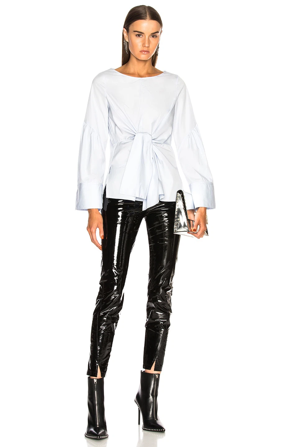 3.1 Philip Lim Light blue front-tie long sleeve blouse - photo 4