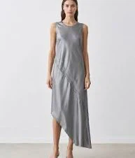 Helmut Lang Silver Asymmetric Dress