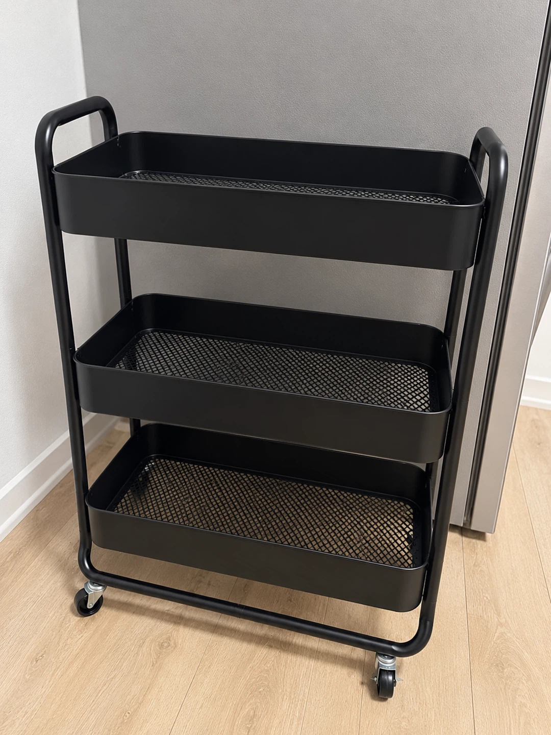 Black 3-Tier Rolling Organizer Cart – Like New