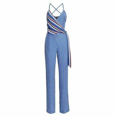 Rag & Bone Blue Striped Silk Wrap Jumpsuit - photo 2