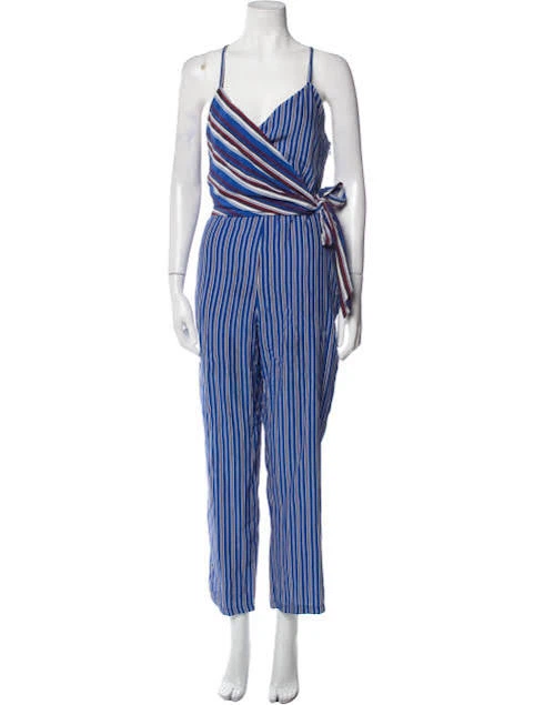Rag & Bone Blue Striped Silk Wrap Jumpsuit - photo 3