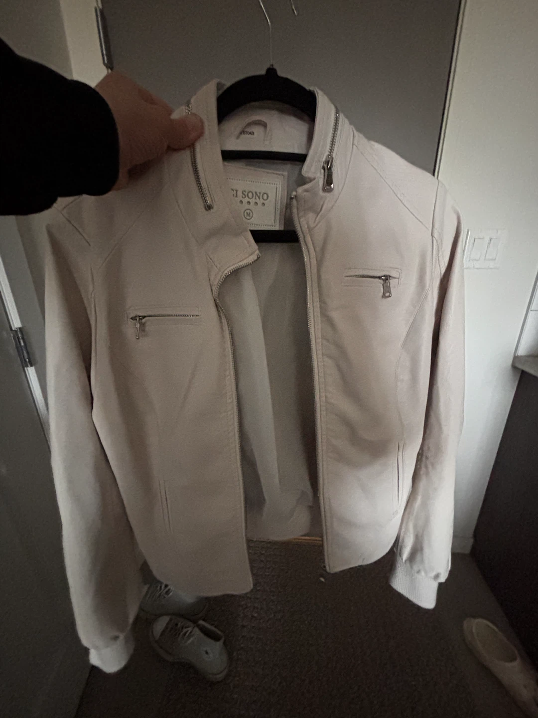 Ci Sono Faux Leather Jacket Cream