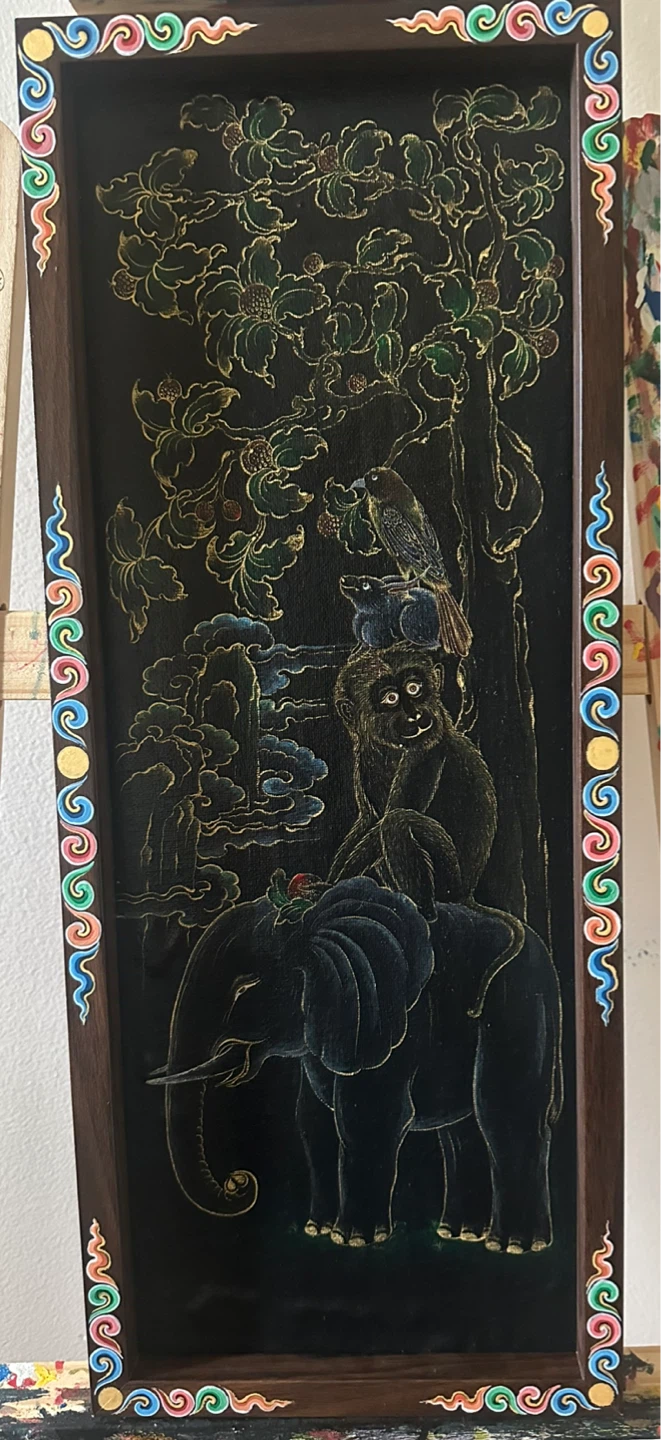 Hand Traditional painted  Artwork with frame