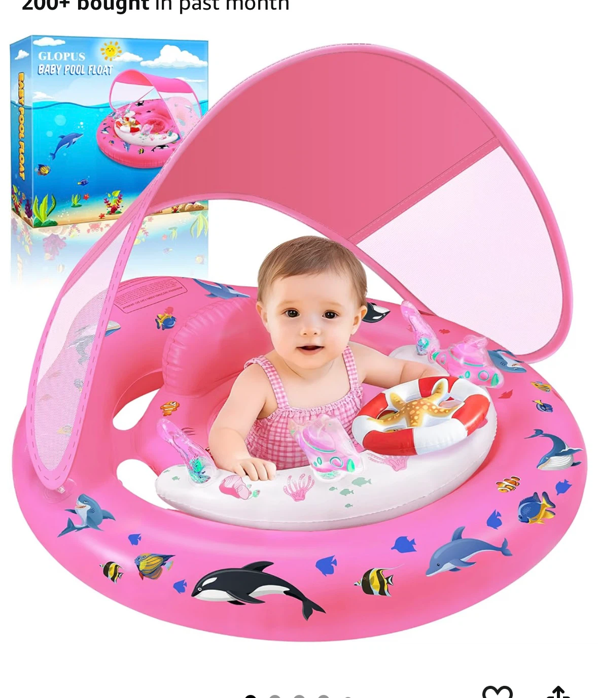New Glopus Pink Baby Pool Float with Canopy