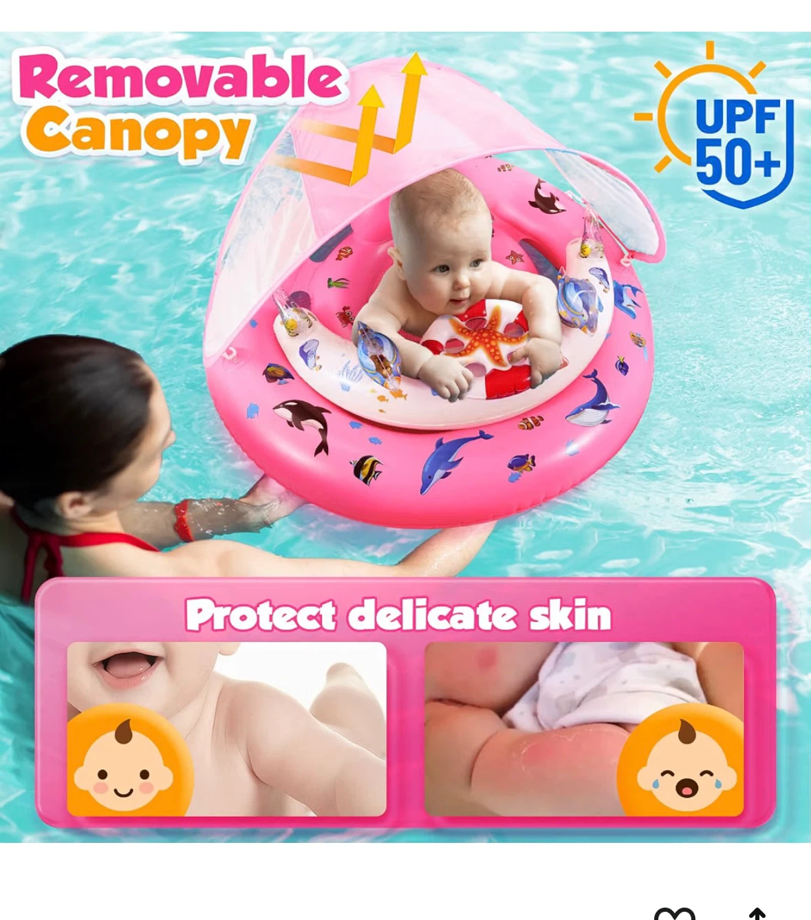 New Glopus Pink Baby Pool Float with Canopy - photo 2