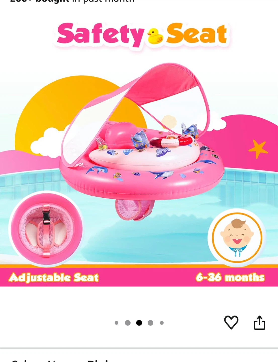 New Glopus Pink Baby Pool Float with Canopy - photo 4
