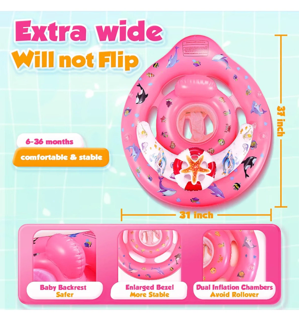 New Glopus Pink Baby Pool Float with Canopy - photo 5