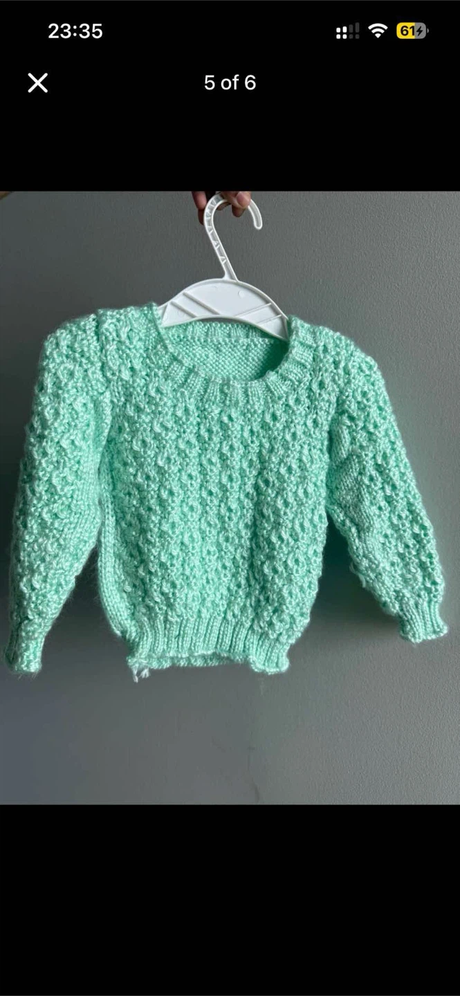 Hand-Knit Baby Mint Green Sweater