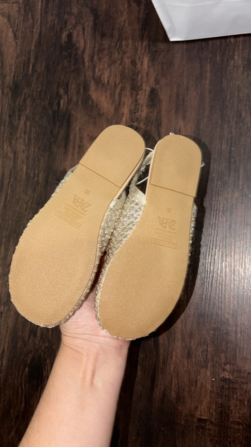 Kids ZARA Gold Mesh Slingback Flats - photo 3