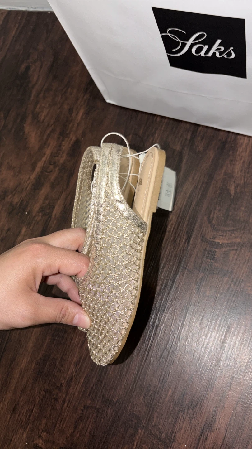 Kids ZARA Gold Mesh Slingback Flats - photo 5