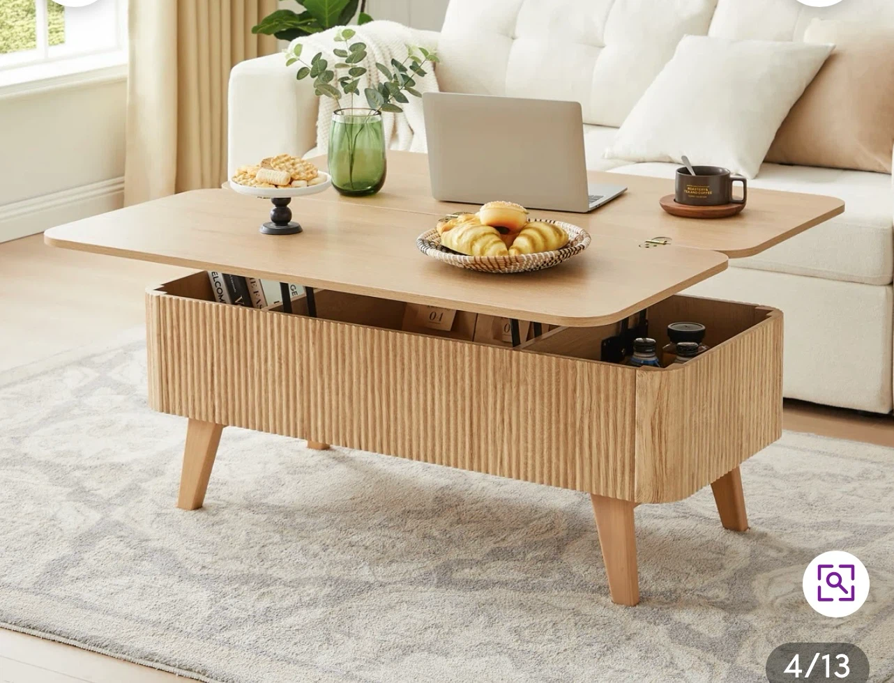 Natural Wood Lift-Top Coffee Table - photo 3