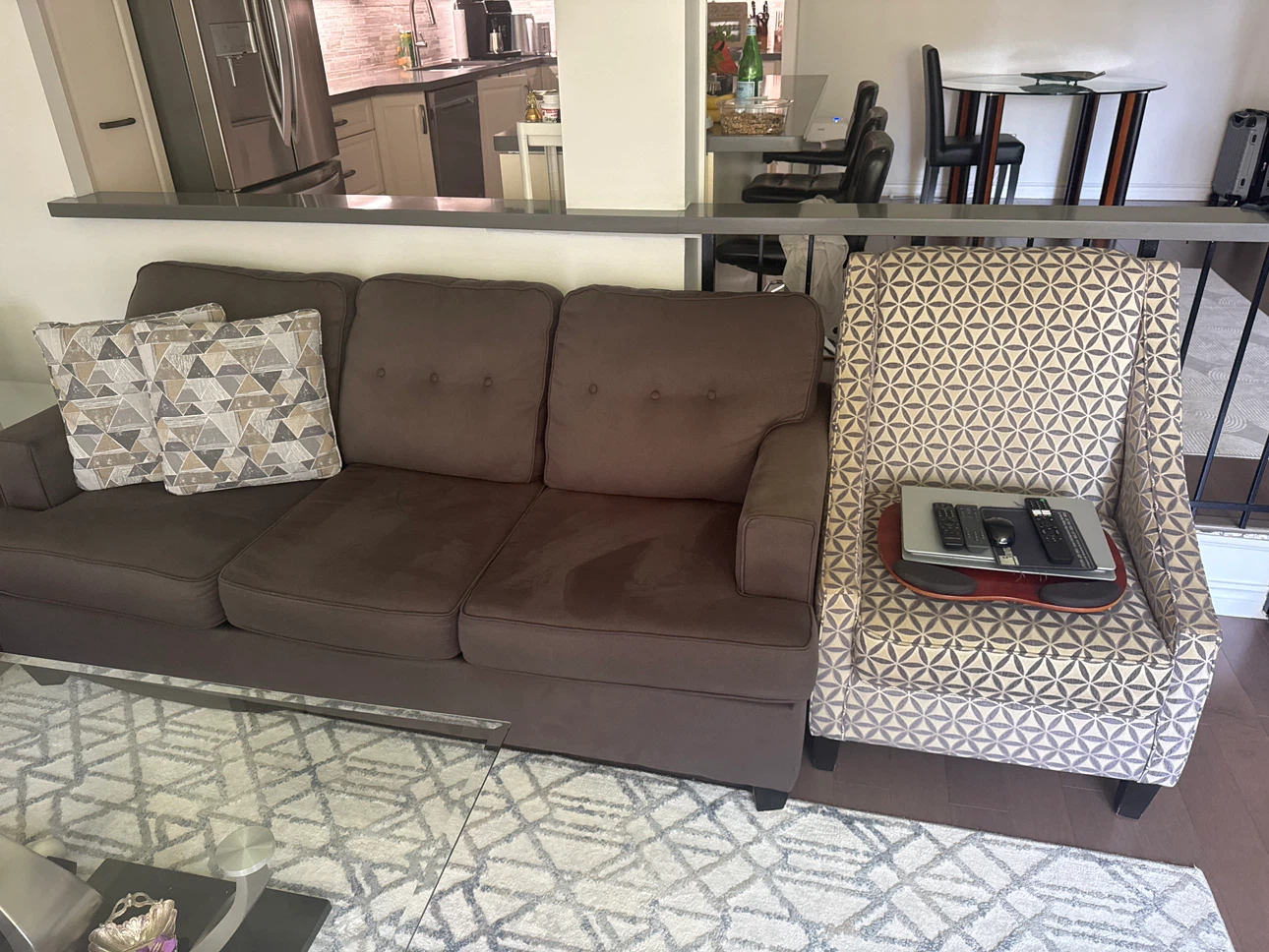 Brown Three-Seater Sofa