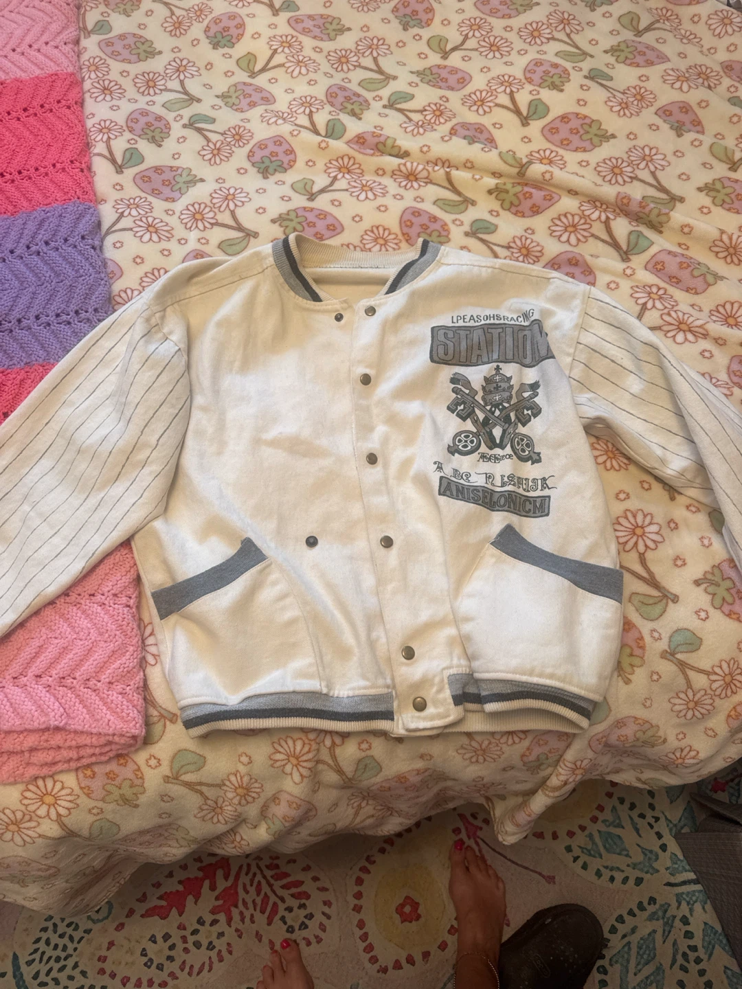 Cream Varsity Jacket