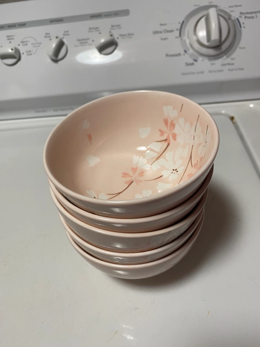 Set of 5 EMF Pink Cherry Blossom Bowls - photo 2