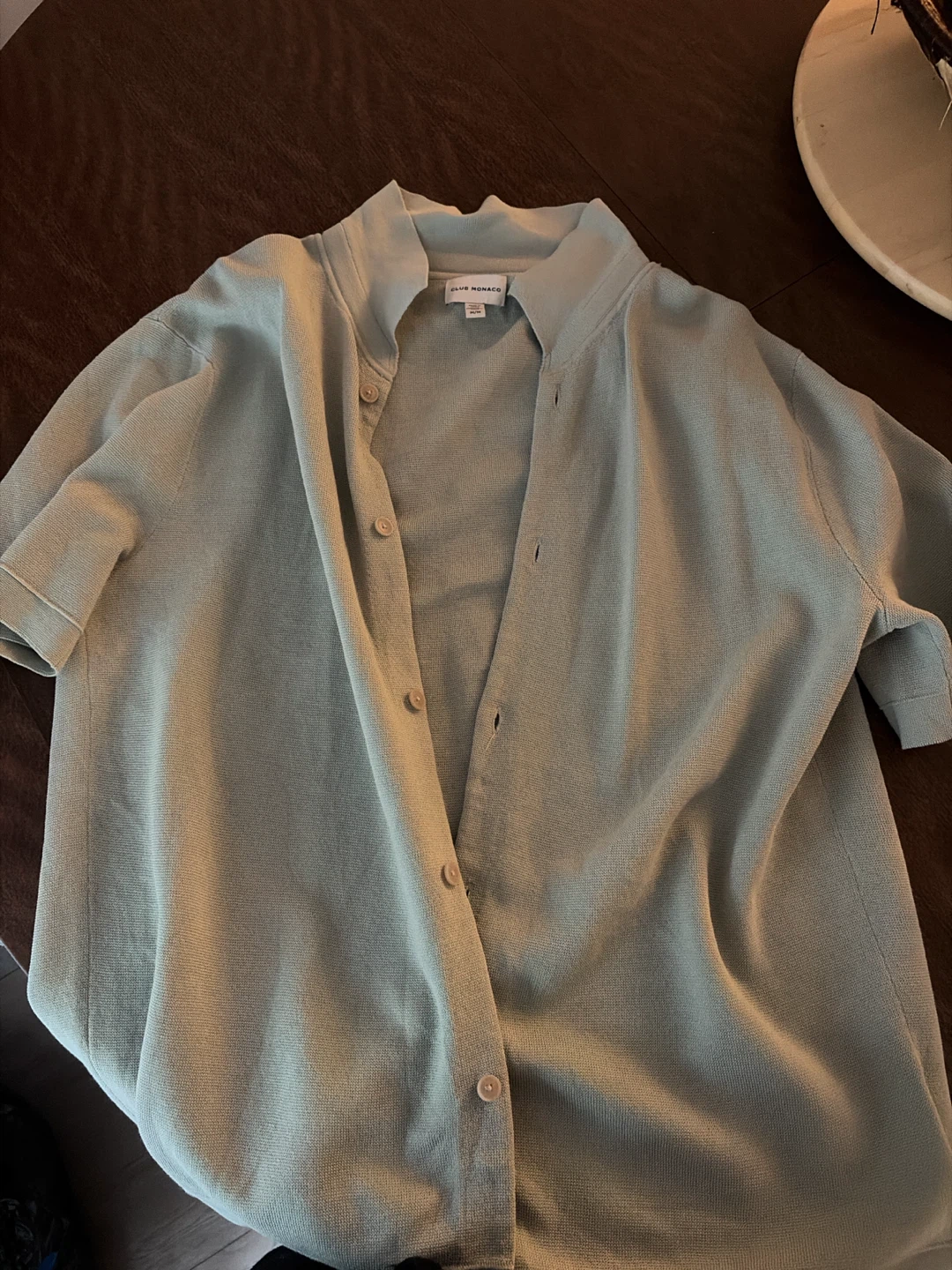 Club Monaco Knit Button-Down Shirt - Sage Green