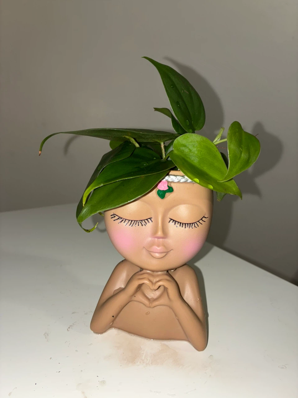 Face Planter Pot with Heart Hands