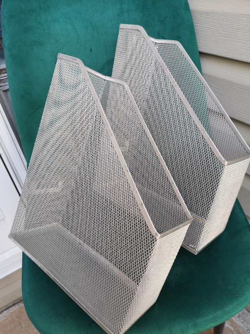 Set of Two Metal Mesh Magazine Holders