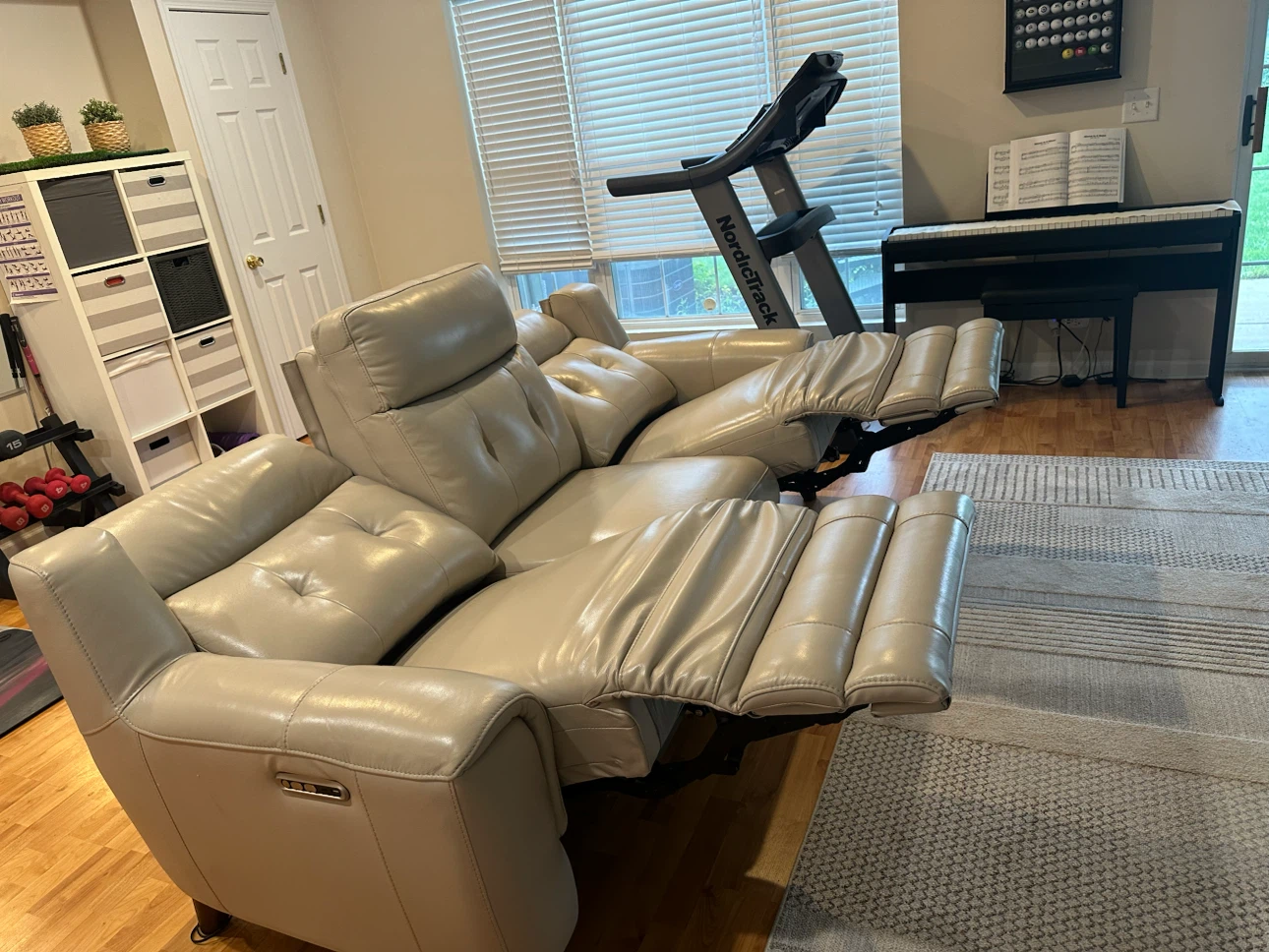 Light Gray Leather Power Reclining Sofa - photo 3