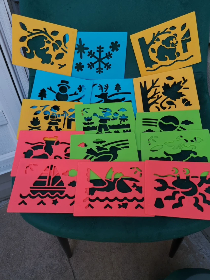 Set of 13 Children's Plastic Craft Stencils