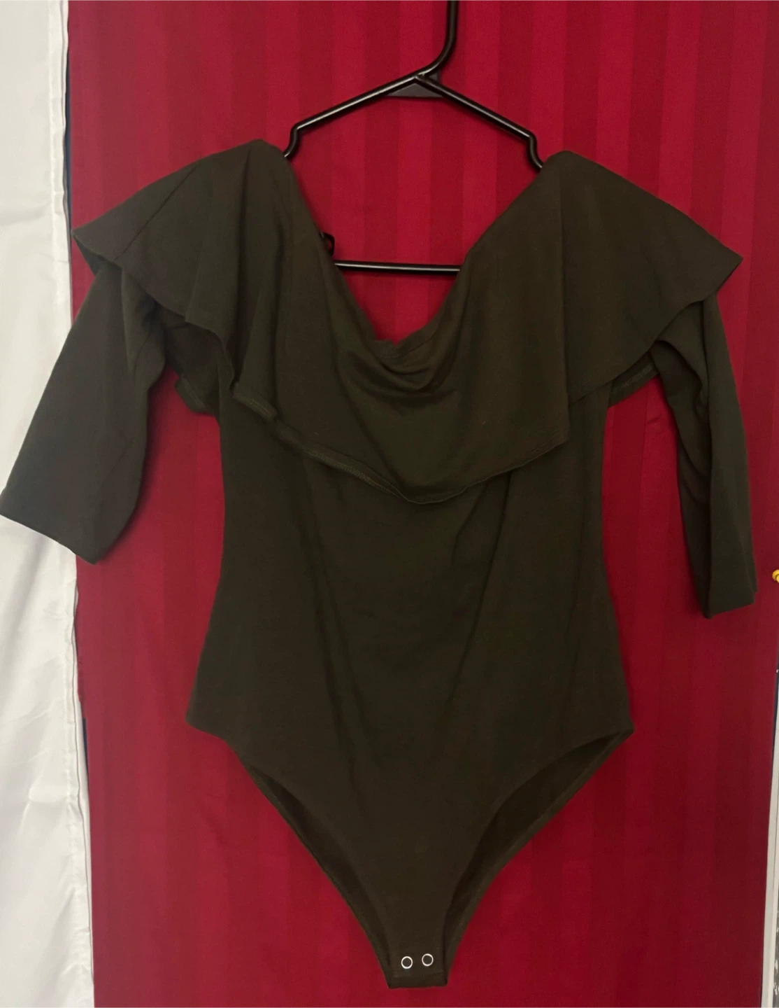 Forever 21 Olive Green Off-Shoulder Bodysuit