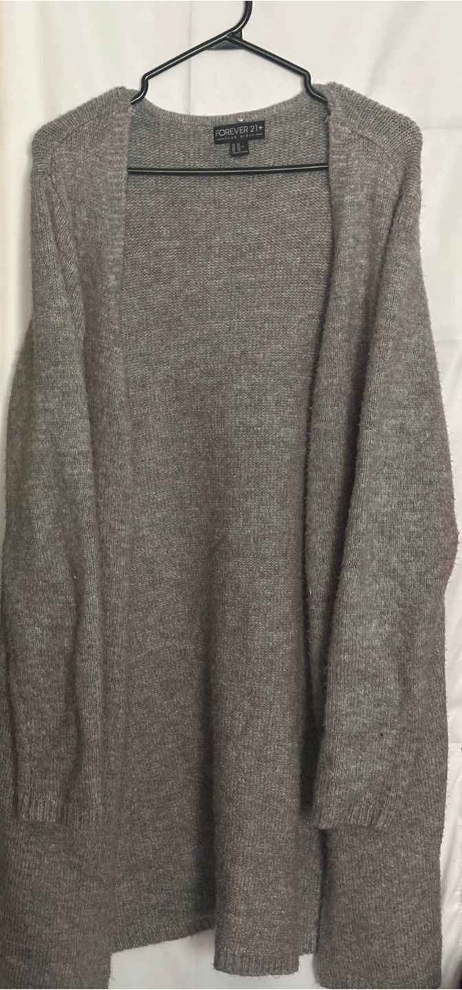 Forever 21+ Grey Knit Cardigan 0X