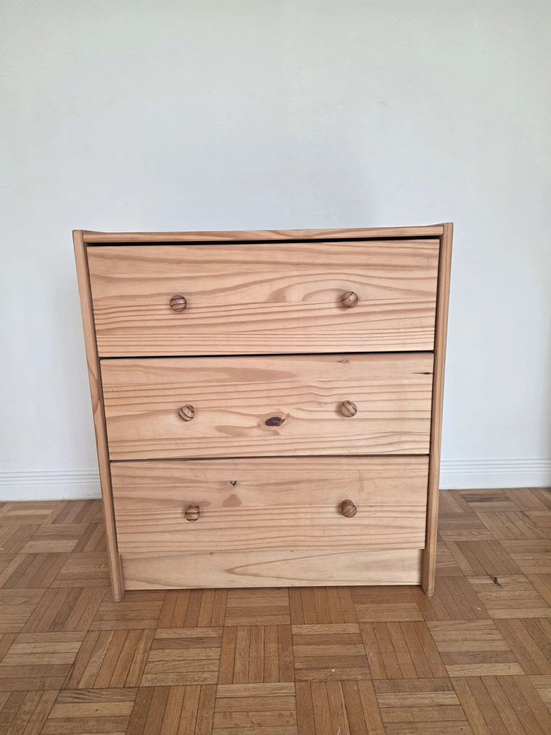 IKEA Solid Pine 3-Drawer Side Table