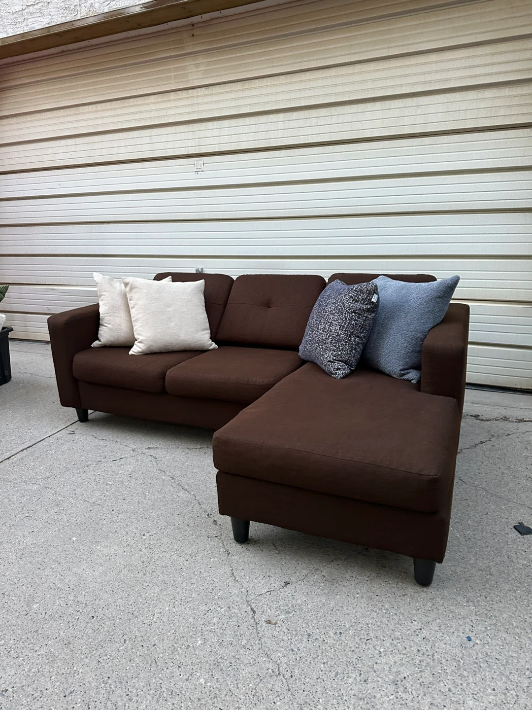 EQ3 Solo 2-Piece Sectional Sofa w/ Chaise – Brown - photo 2