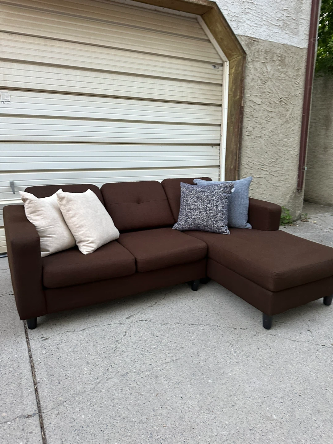 EQ3 Solo 2-Piece Sectional Sofa w/ Chaise – Brown - photo 3