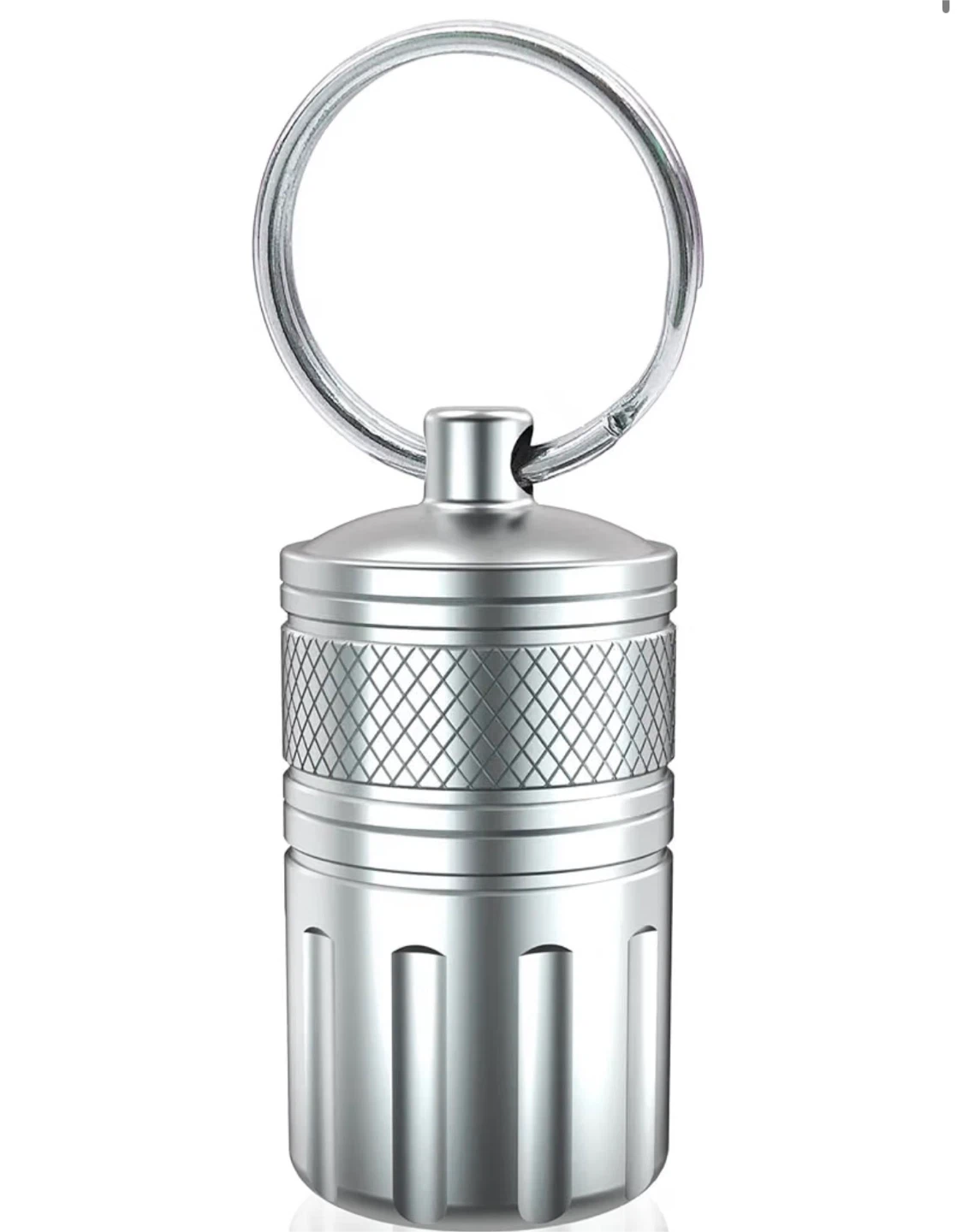 Metal Waterproof Pill Crusher Keychain