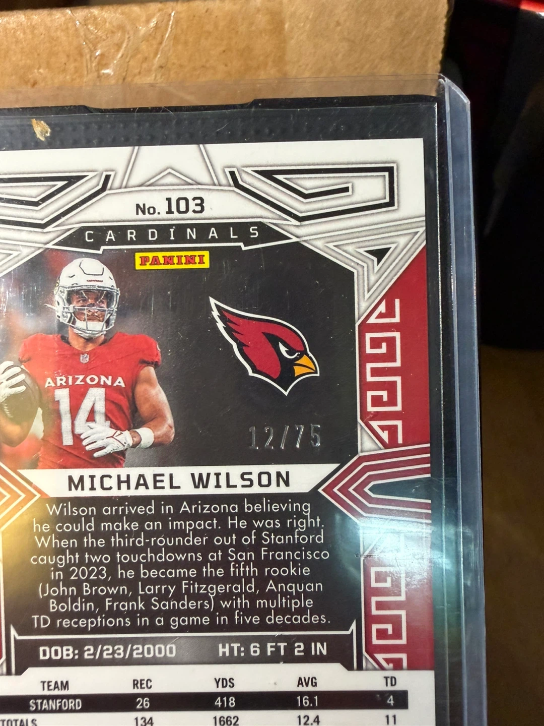 2023 Panini Obsidian Michael Wilson Rookie Card 12/75 - photo 3