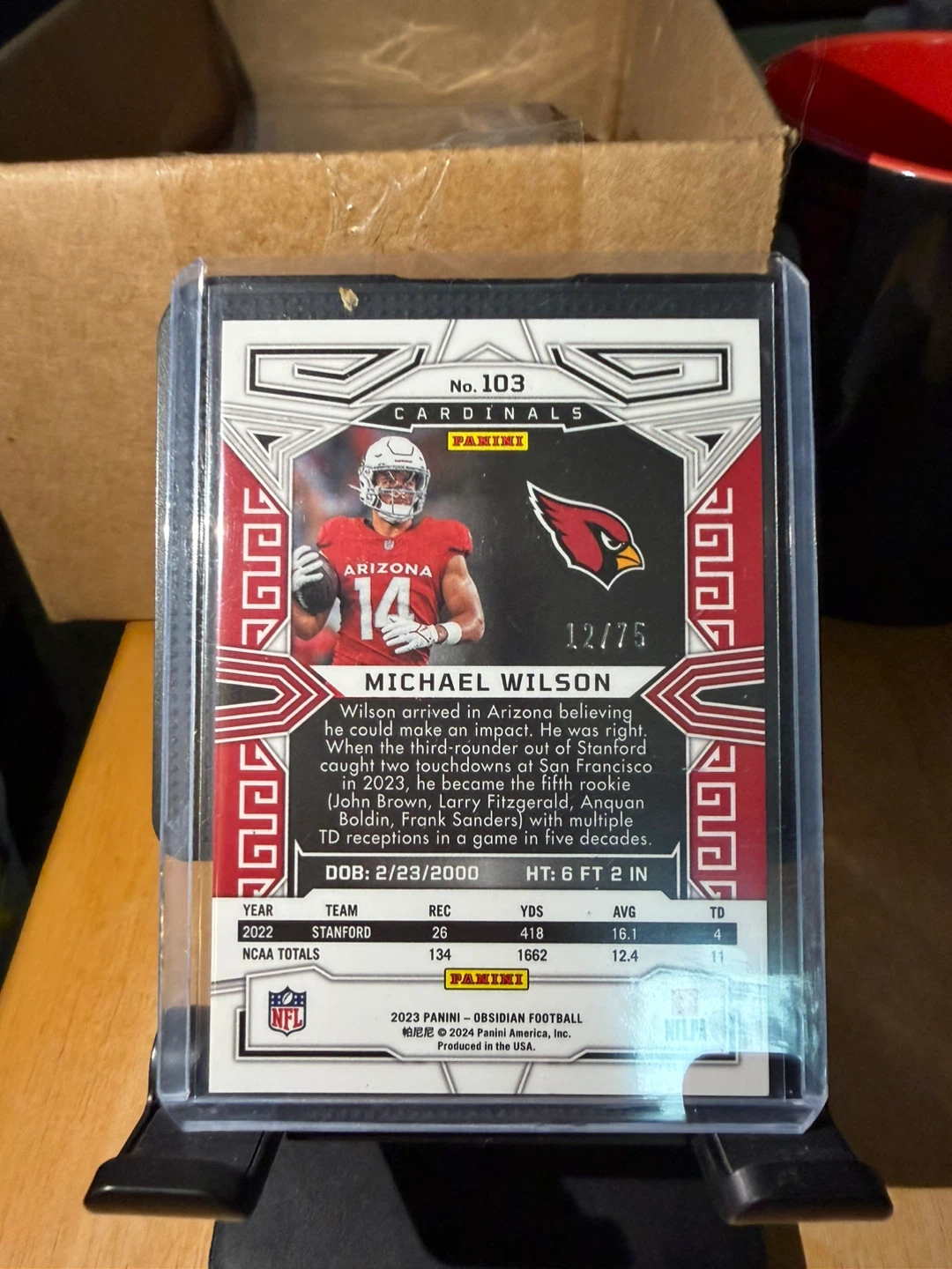 2023 Panini Obsidian Michael Wilson Rookie Card 12/75 - photo 2