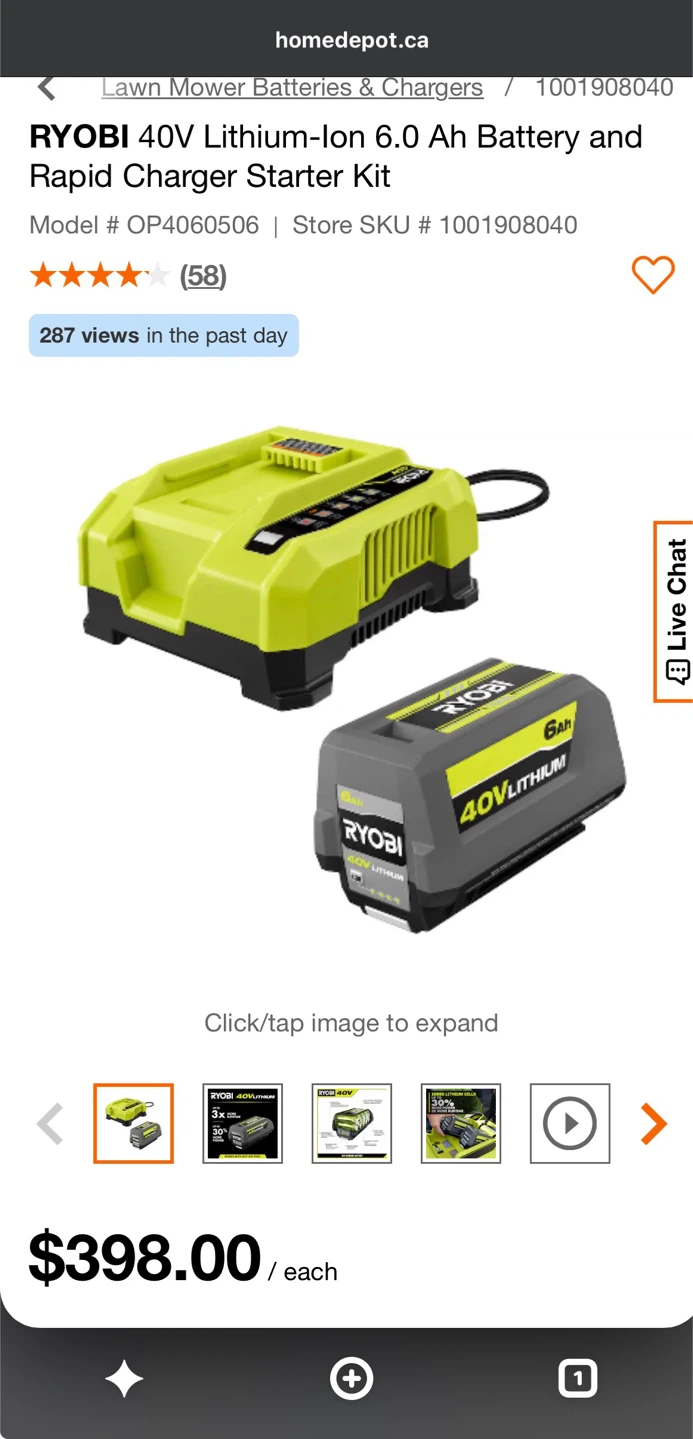 Ryobi 40V 6Ah Battery and Charger Kit - photo 4