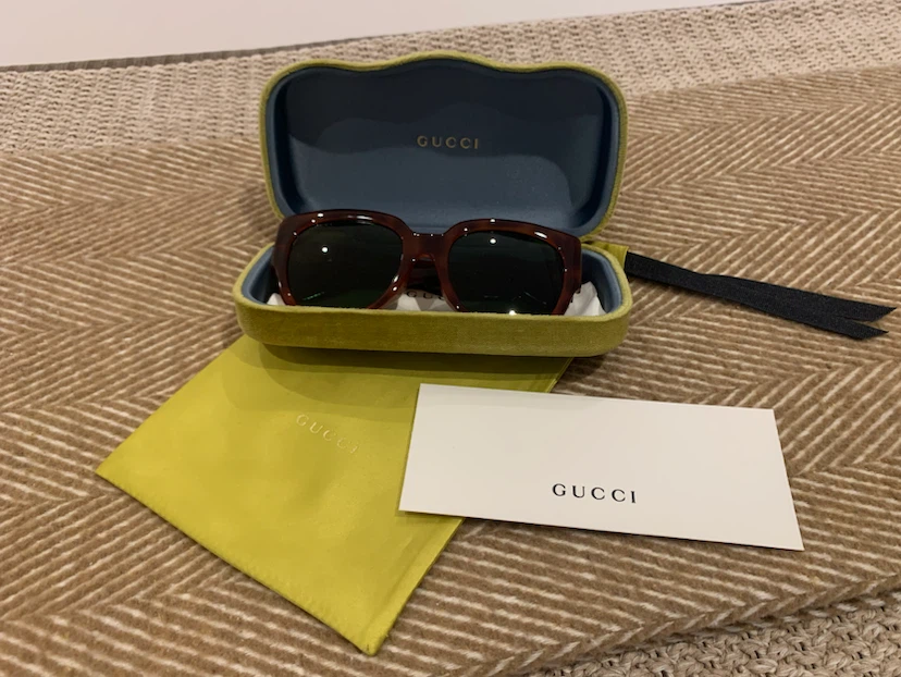 Gucci GG0142SA Tortoise Acetate Square Frame Sunglasses