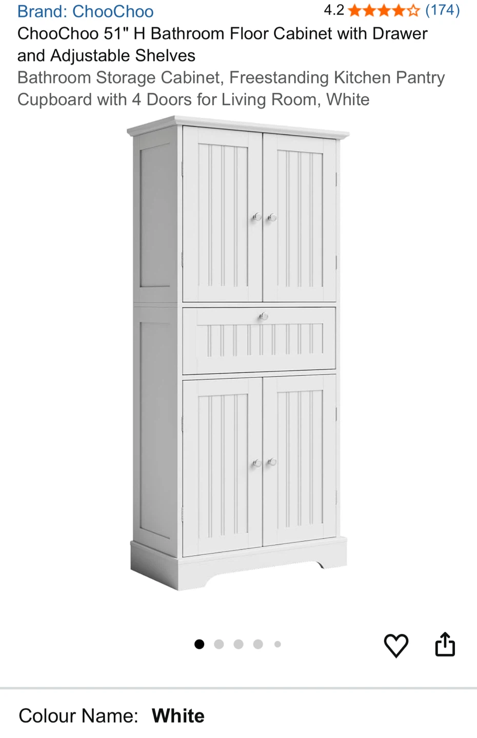 ChooChoo White Bathroom Floor Cabinet