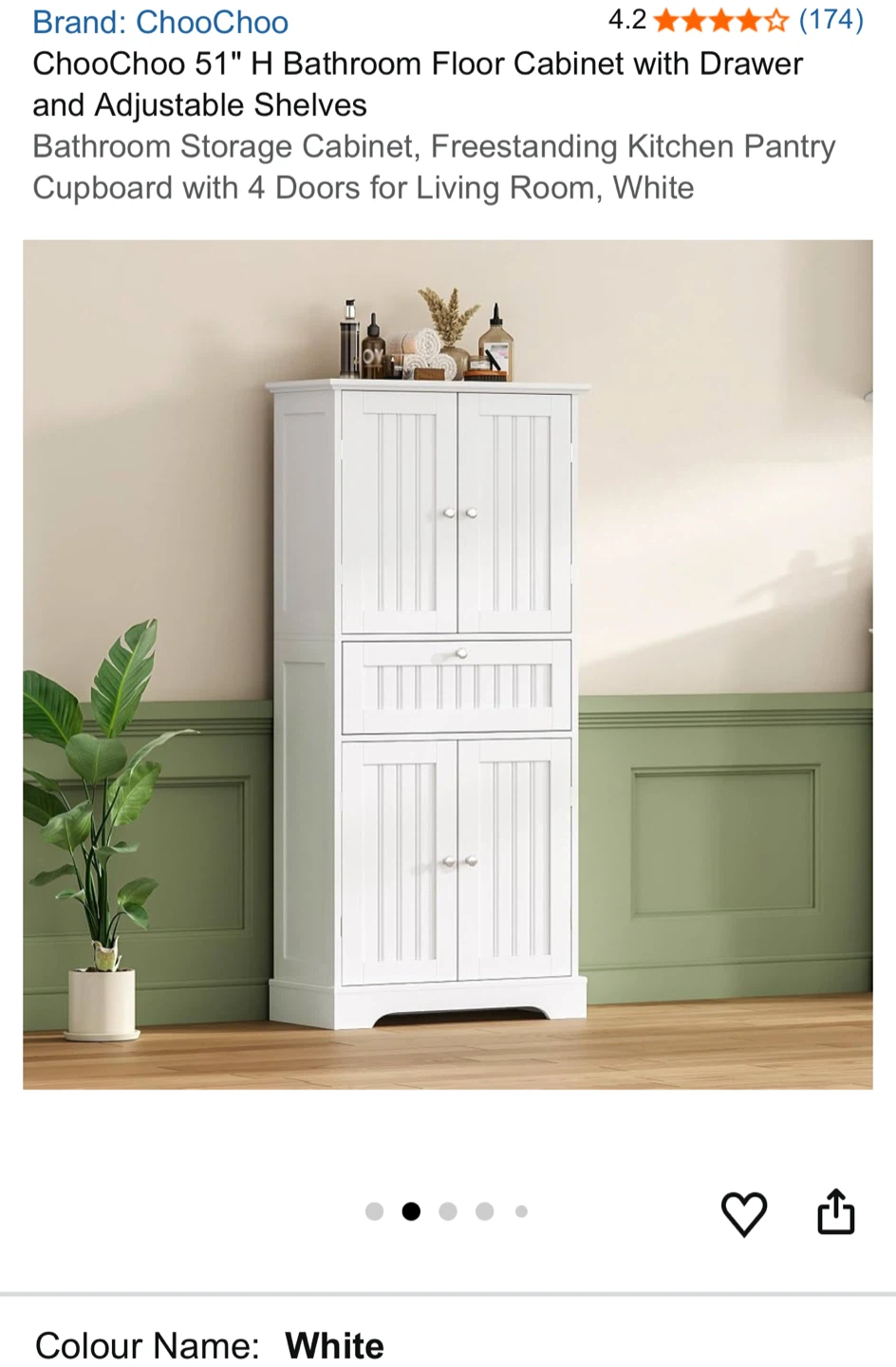 ChooChoo White Bathroom Floor Cabinet - photo 2