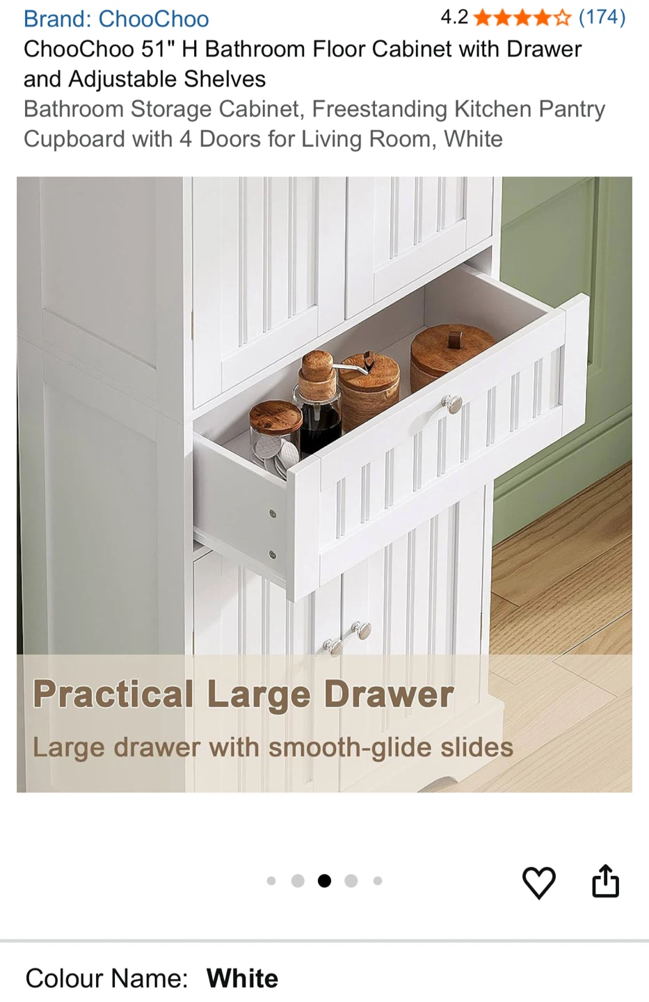 ChooChoo White Bathroom Floor Cabinet - photo 5