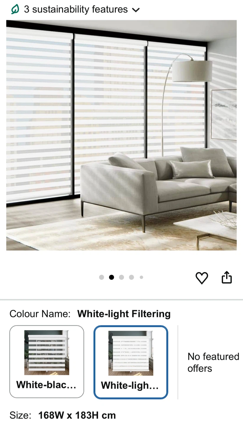 LUCKUP Cordless Zebra Blinds Roller Shades - White - photo 2