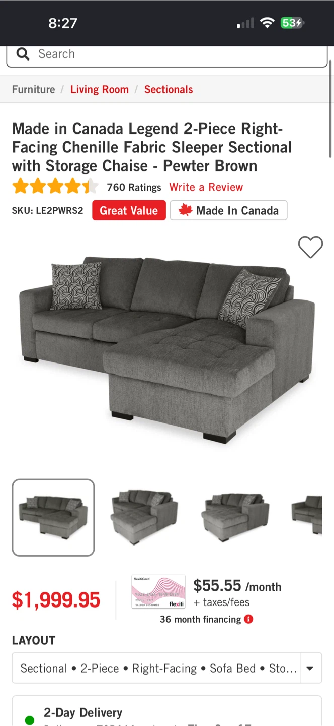 The Brick Legend Sleeper Sectional w/ Storage Chaise - photo 2