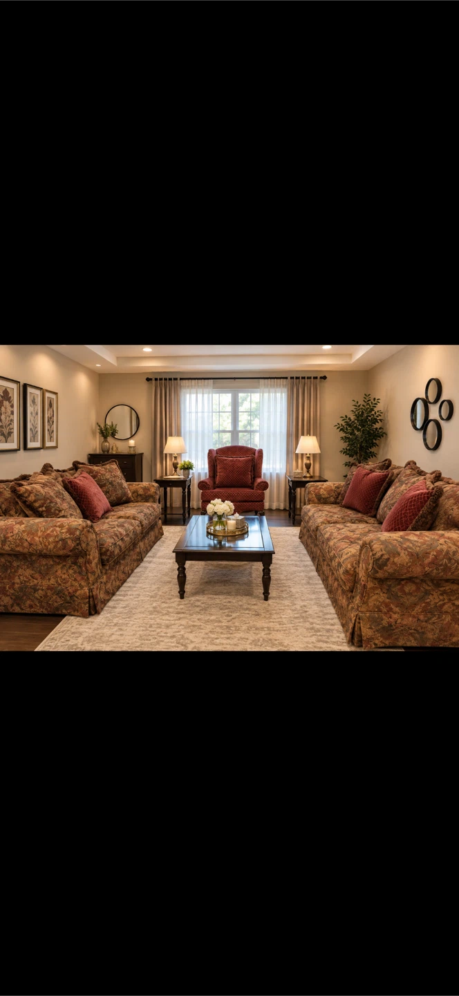 Two Traditional Floral Print Sofas