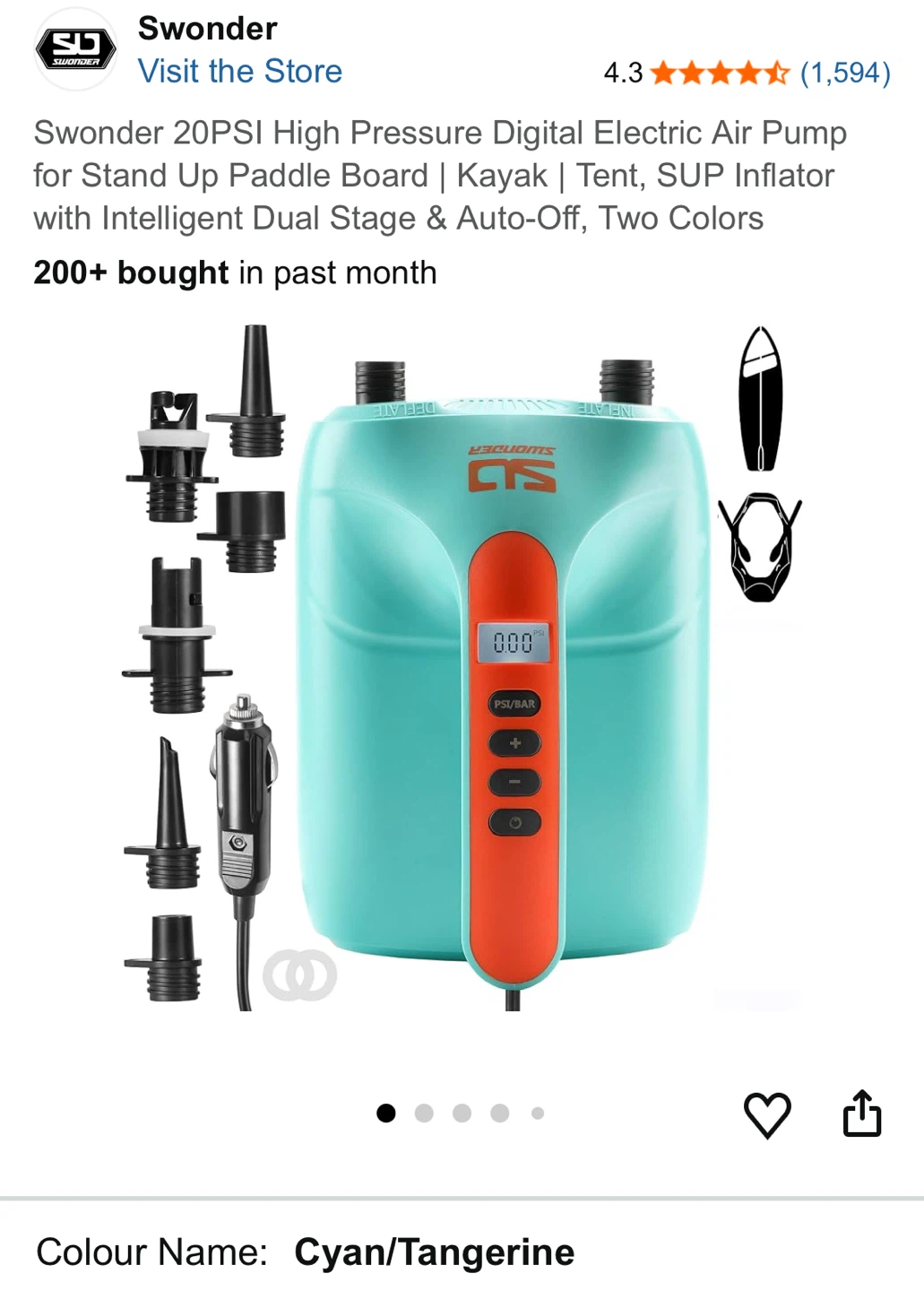 Swonder 20PSI Digital Electric Air Pump