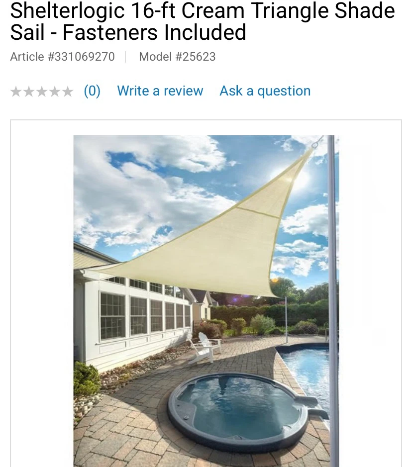 New Shelterlogic 16-ft Cream Triangle Shade Sail