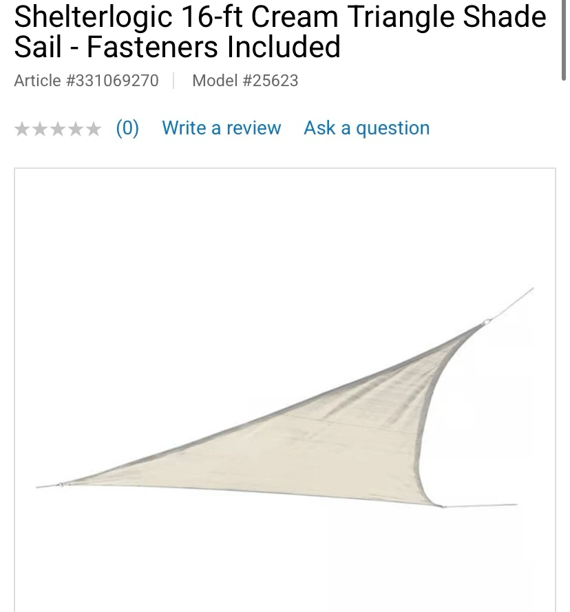 New Shelterlogic 16-ft Cream Triangle Shade Sail - photo 2