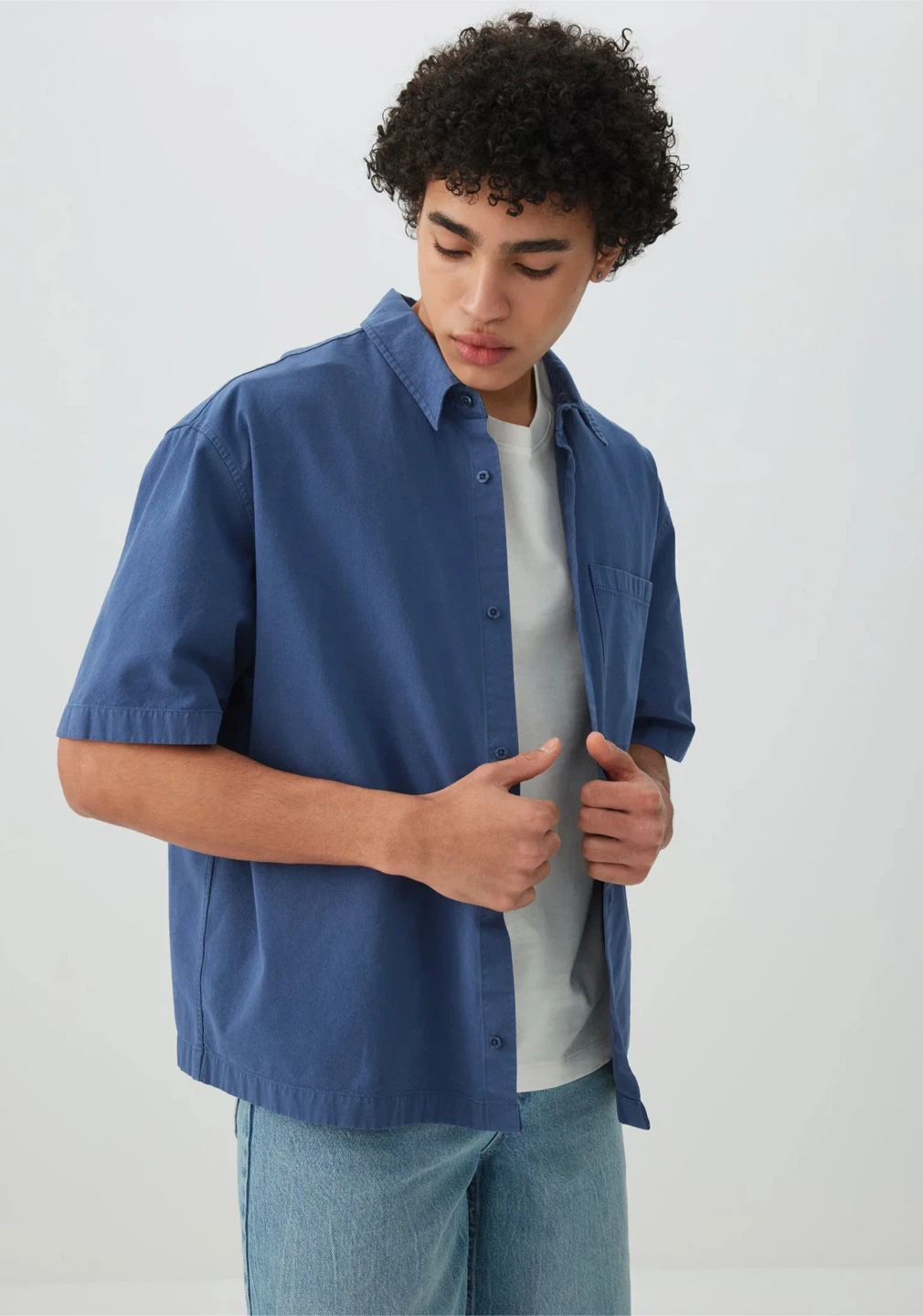 Ardene Blue Short Sleeve Button-Up Shirt