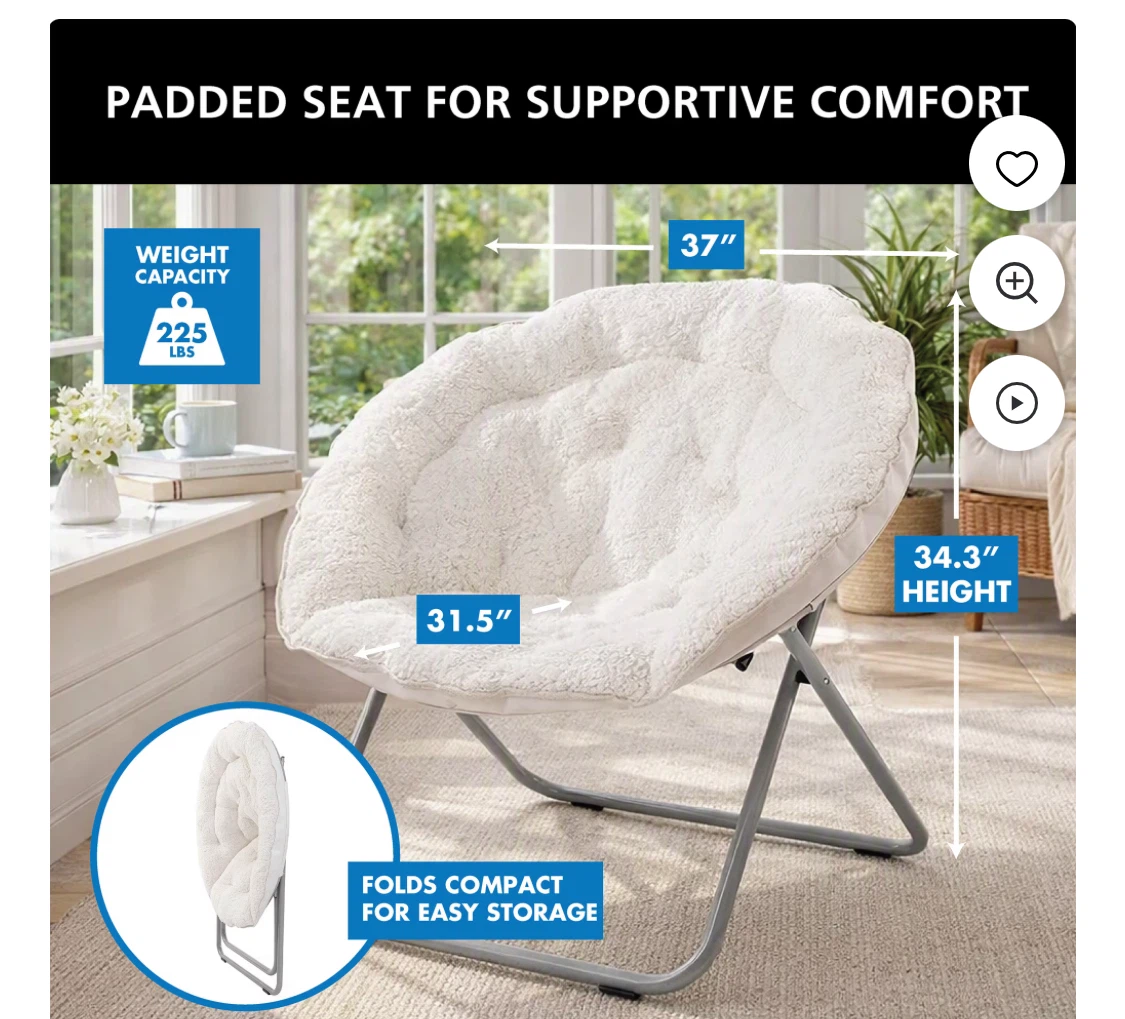 White Faux Fur Saucer Chair