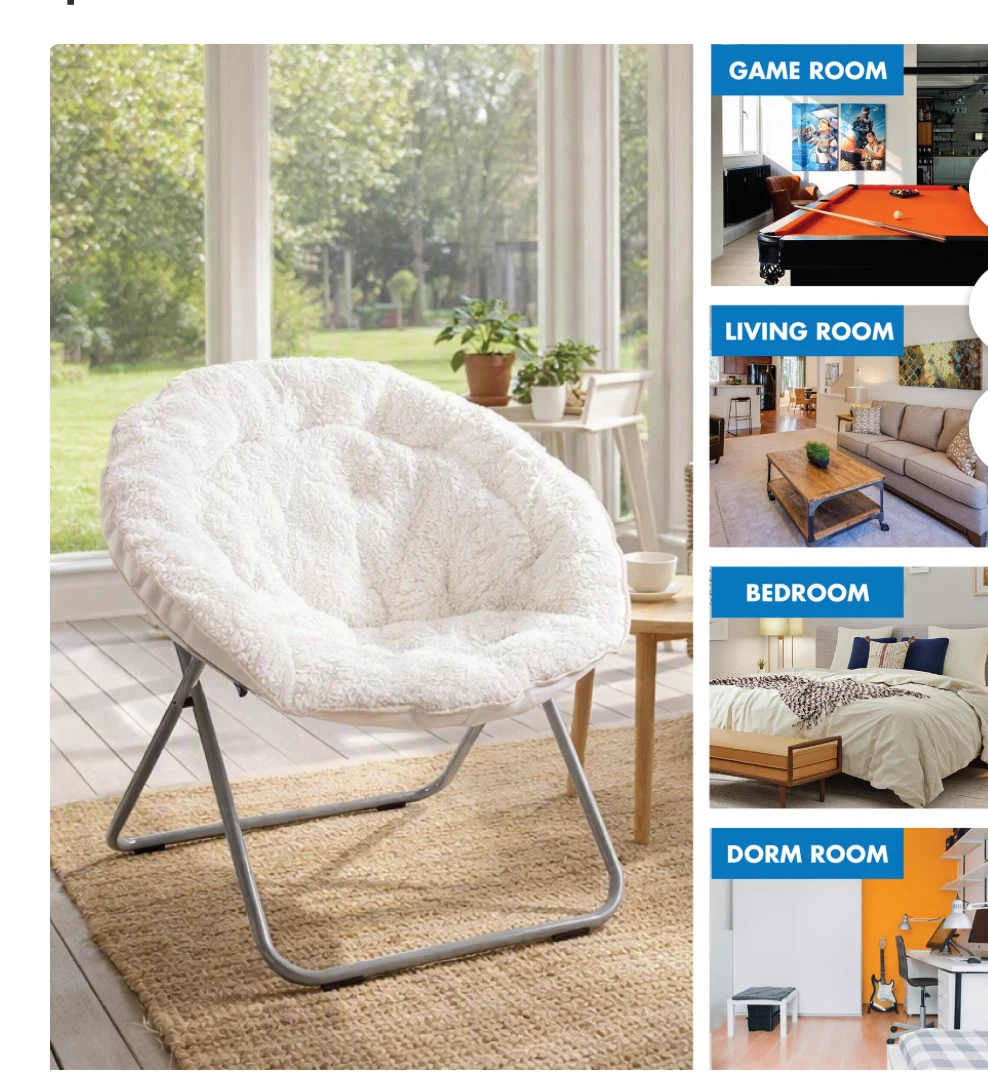 White Faux Fur Saucer Chair - photo 2