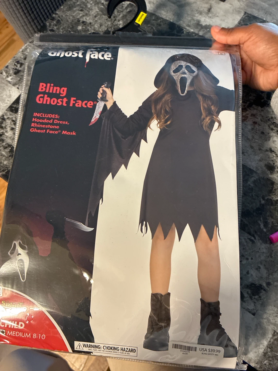 Spirit Halloween Bling Ghost Face Costume - Child Medium