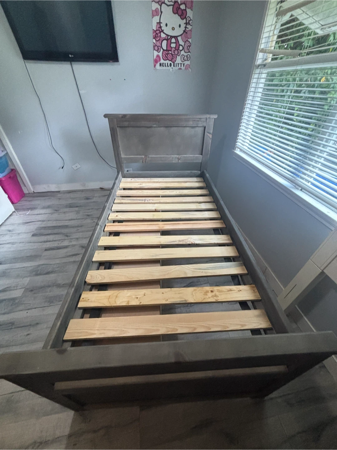 Rustic Wood single Storage Bed with Mattress - photo 2