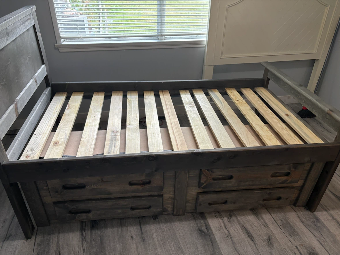 Rustic Wood single Storage Bed with Mattress - photo 3