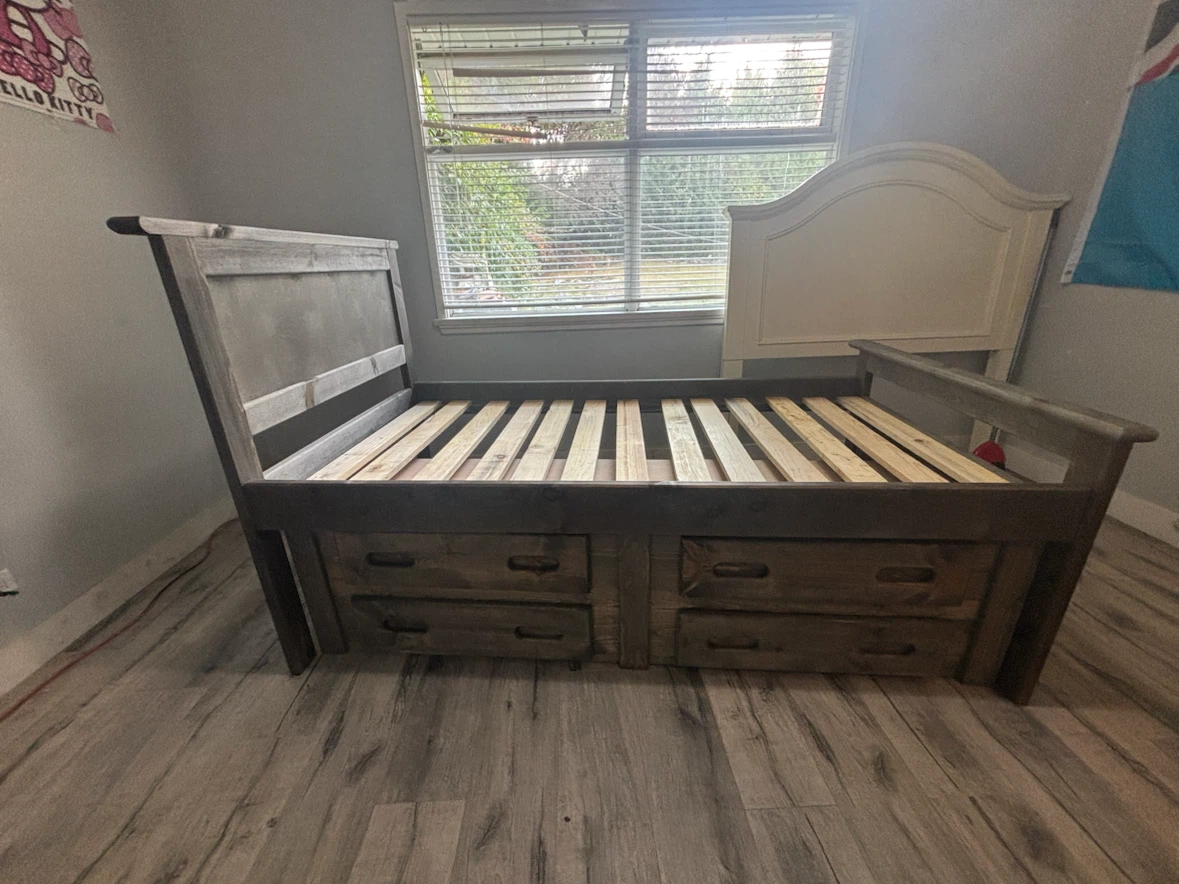 Rustic Wood single Storage Bed with Mattress - photo 4