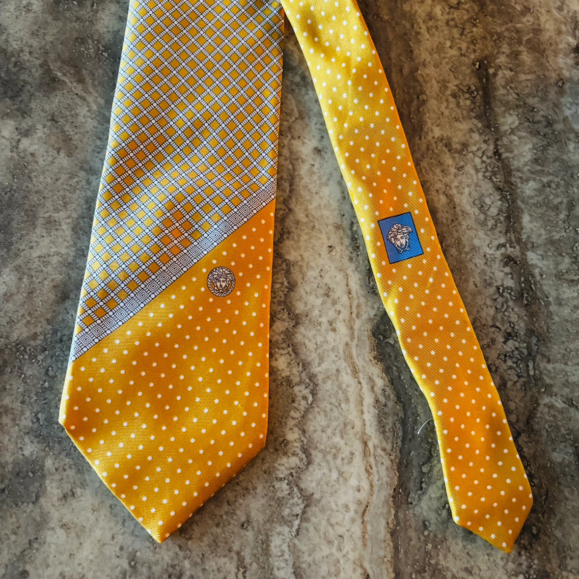 Versace Yellow Polka Dot Silk Tie